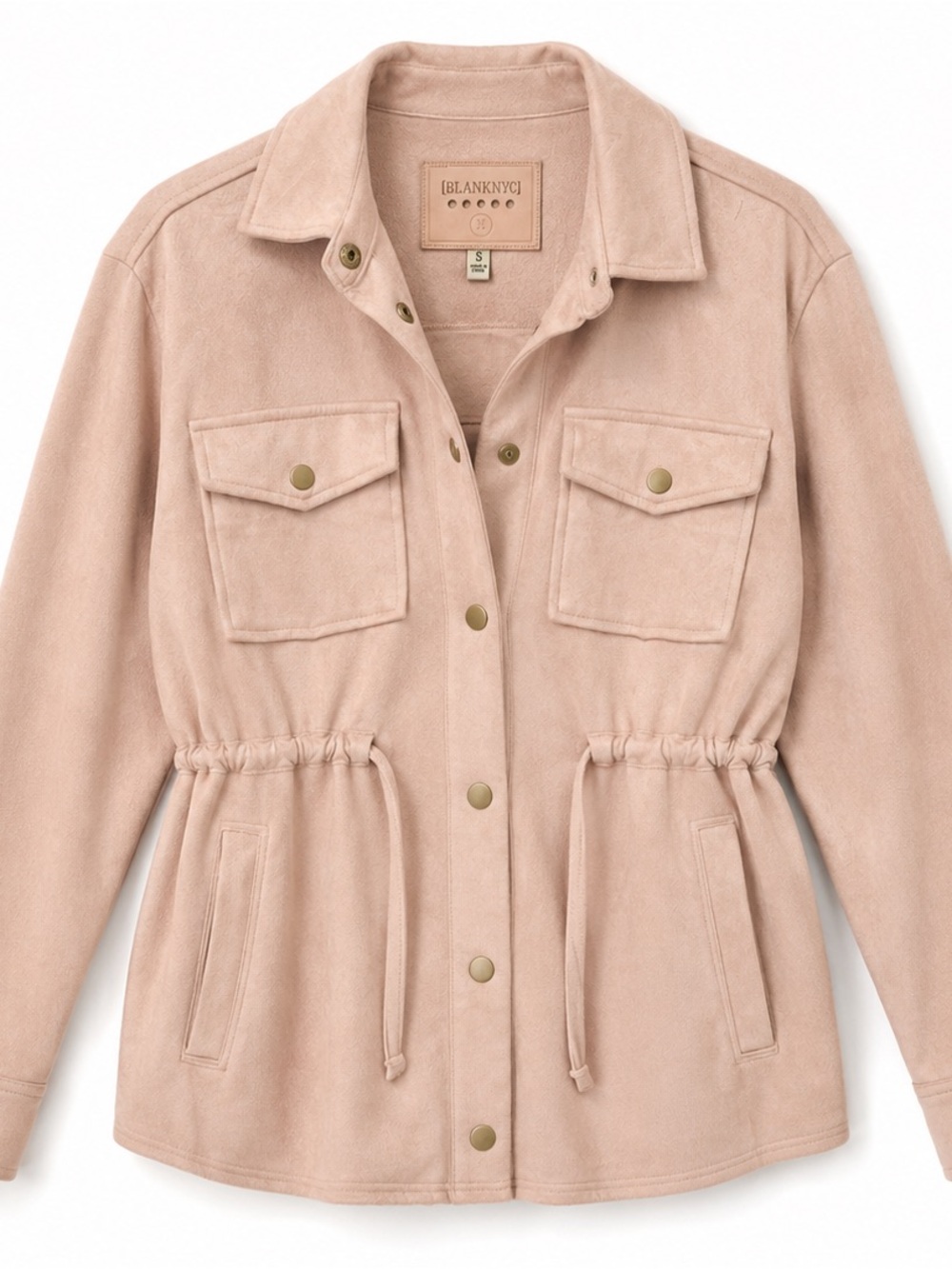 Blank NYC Suede-Style Drawstring Utility Jacket - Blush - Picture 2 of 6